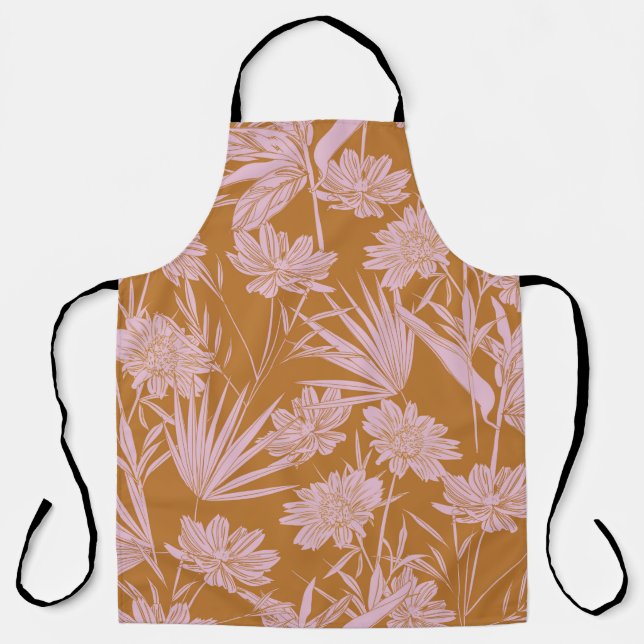 Moderne Blume Monoton Retro-Stimmung nahtlos  Schürze (Vorderseite)