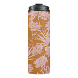Moderne Blume Monoton Retro-Stimmung nahtlos Thermosbecher