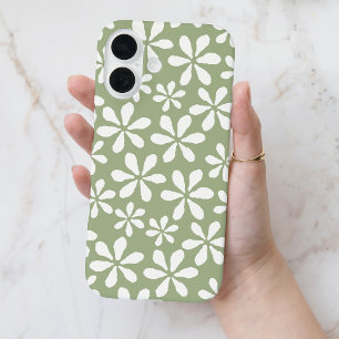 Moderne Blume Muster Chic Sage Green Girl iPhone 16 Hülle