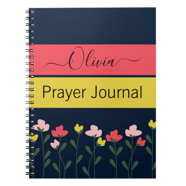 Moderne Blume Navy Blue Prayer Journal Notizblock (Vorderseite)