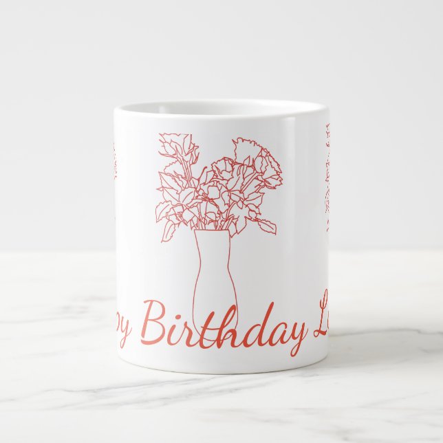Moderne Blume Original Blume Illustration Jumbo-Tasse (Vorderseite)