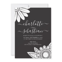 Moderne Blume Typografie Stil Hochzeitseinladung