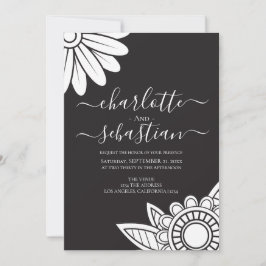 Moderne Blume Typografie Stil Hochzeitseinladung Save The Date