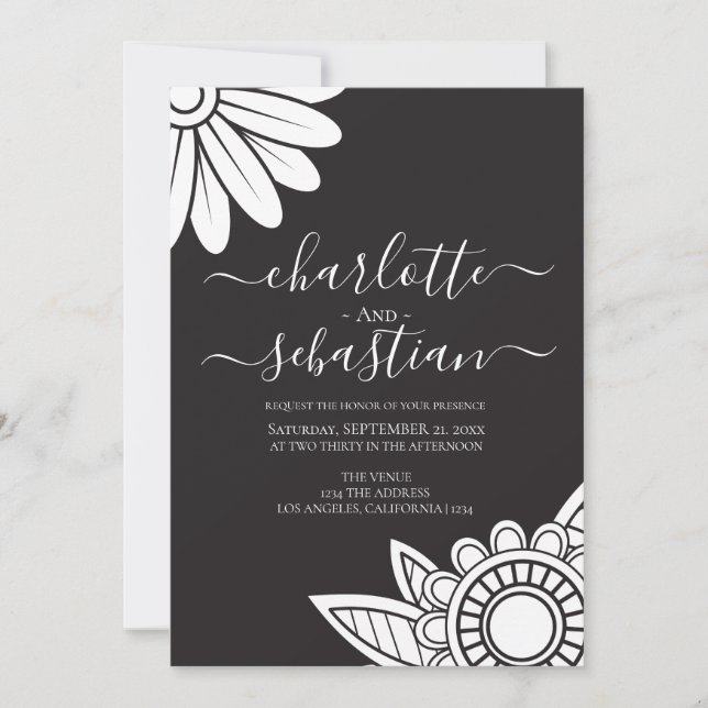 Moderne Blume Typografie Stil Hochzeitseinladung Save The Date (Vorderseite)