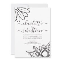 Moderne Blume Typografie Stil Hochzeitseinladung