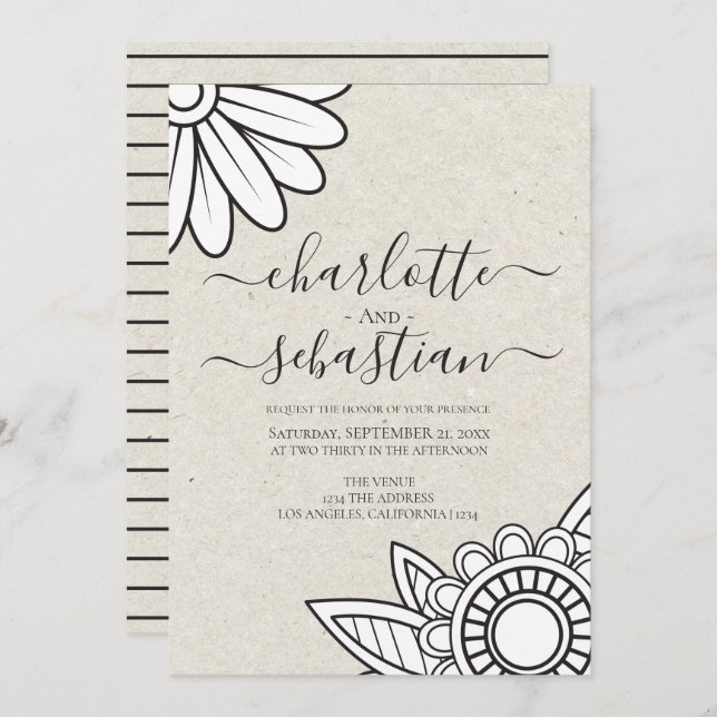 Moderne Blume Typografie Style Wedding Einladung (Vorne/Hinten)