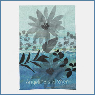 Moderne Blume über traumhaft blaues Hintergrund Geschirrtuch