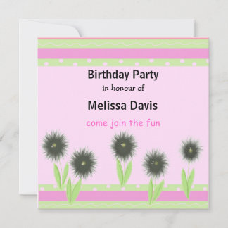 Moderne Blume und Streifen zum Geburtstag Einladun Einladung
