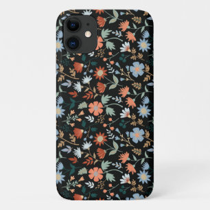 Moderne Blume Verlasse Black Orange Blue Girly Case-Mate iPhone Hülle