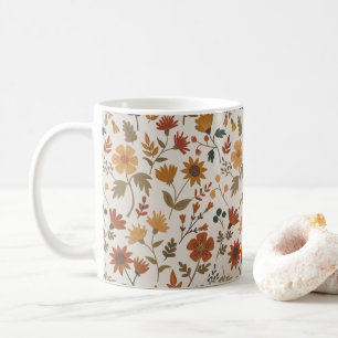Moderne Blume Verlasse Gold Rust Floral Kaffeetasse
