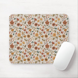 Moderne Blume Verlasse Gold Rust Girly Blues Mousepad