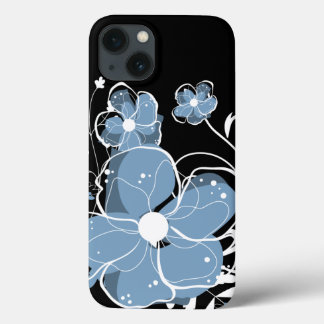 Moderne Blume von Girly Blue und Weiß iPhone 13 Hülle