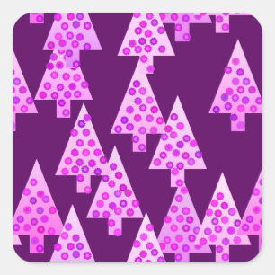 Moderne Blume Weihnachtsbäume - Amethyst lila Quadratischer Aufkleber