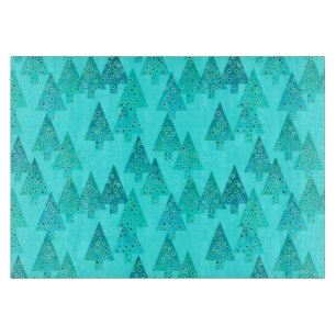 Moderne Blume Weihnachtsbäume - Aqua & Peacock Schneidebrett