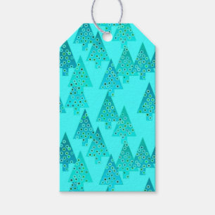 Moderne Blume Weihnachtsbäume - Aqua u. Pfau Geschenkanhänger