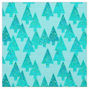 Moderne Blume Weihnachtsbäume - Aqua u. Pfau Stoff