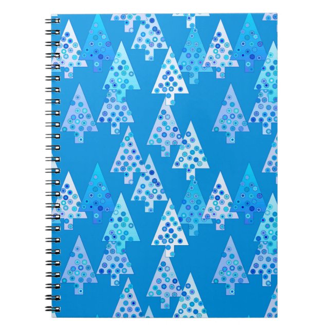 Moderne Blume Weihnachtsbäume - Cerulalblau Notizblock (Vorderseite)