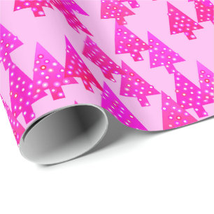 Moderne Blume Weihnachtsbäume - fuchsienrosa Geschenkpapier