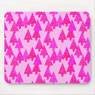 Moderne Blume Weihnachtsbäume - fuchsienrosa Mousepad