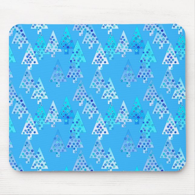 Moderne Blume Weihnachtsbäume - Himmel blau Mousepad (Vorne)