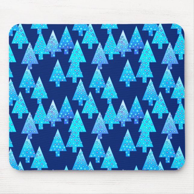 Moderne Blume Weihnachtsbäume - Kobaltblau Mousepad (Vorne)