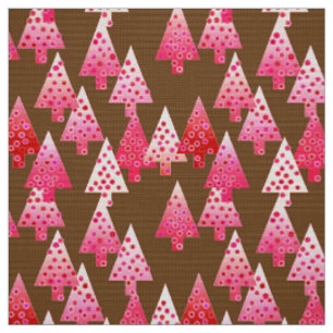 Moderne Blume Weihnachtsbäume - Korallen & Braun Stoff