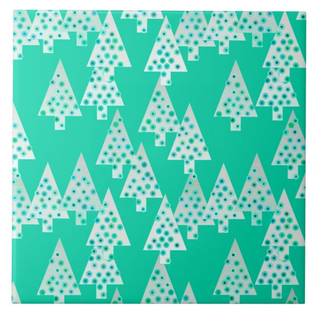 Moderne Blume Weihnachtsbäume - Meeresgrün Fliese (Vorderseite)