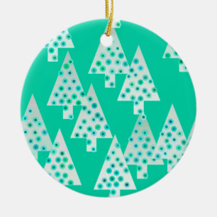 Moderne Blume Weihnachtsbäume - Meeresgrün Keramik Ornament