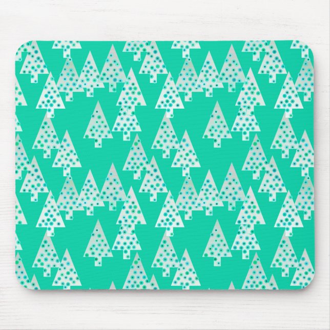 Moderne Blume Weihnachtsbäume - Meeresgrün Mousepad (Vorne)