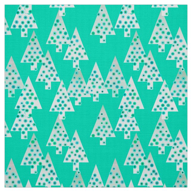 Moderne Blume Weihnachtsbäume - Meeresgrün Stoff (Muster)