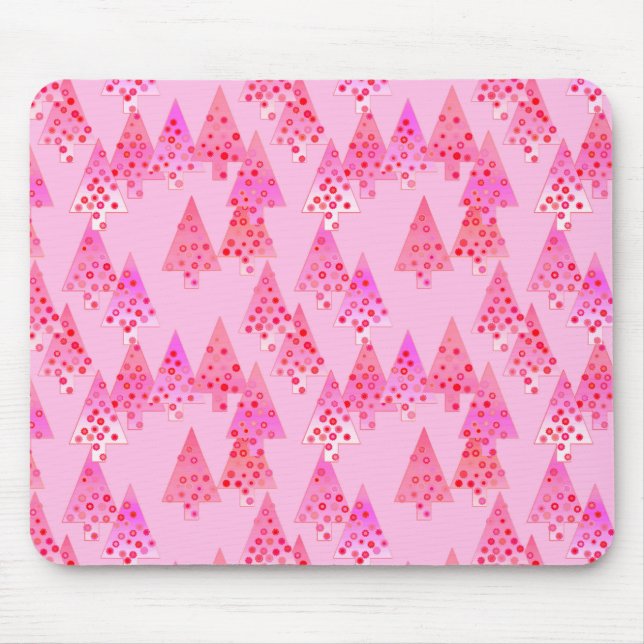 Moderne Blume Weihnachtsbäume - pastellrosa Mousepad (Vorne)