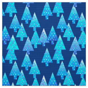Moderne Blume Weihnachtsbäume - tiefblau Stoff