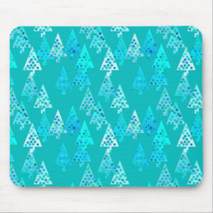 Moderne Blume Weihnachtsbäume - Türkis Mousepad