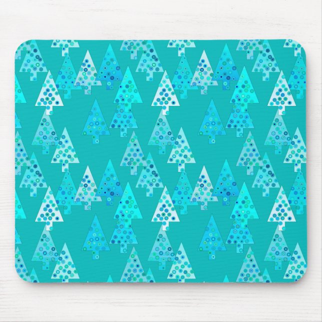 Moderne Blume Weihnachtsbäume - Türkis Mousepad (Vorne)