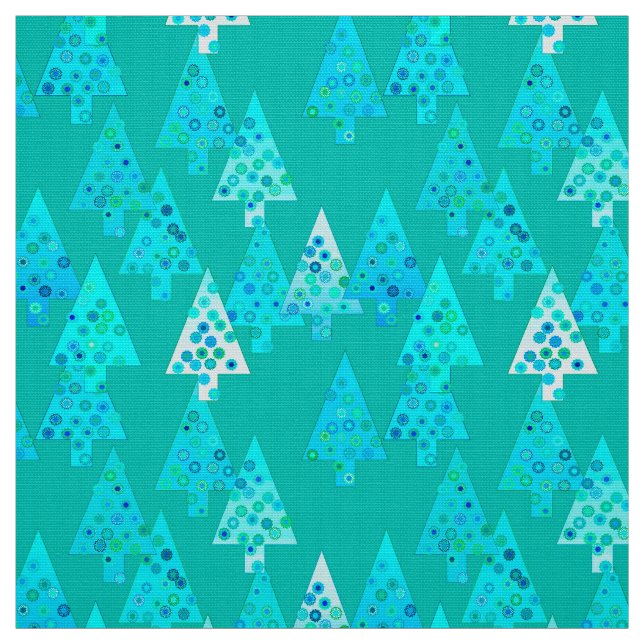 Moderne Blume Weihnachtsbäume - Türkis Stoff (Muster)