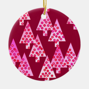 Moderne Blume Weihnachtsbäume - Wein & Rosa Keramik Ornament