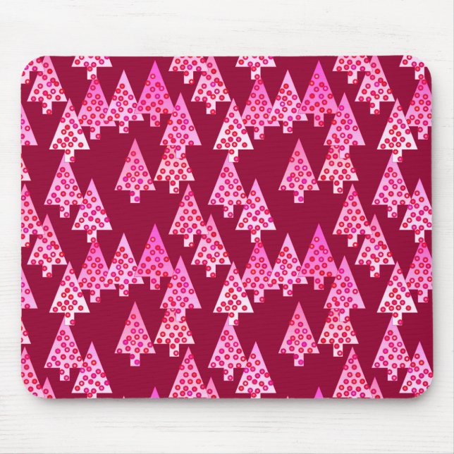 Moderne Blume Weihnachtsbäume - Wein & Rosa Mousepad (Vorne)
