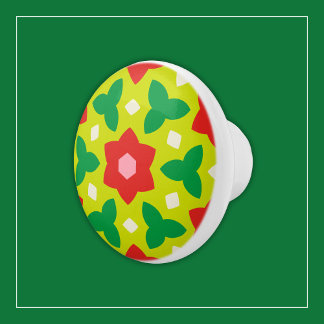 Moderne Blume zu grün und rot geometrisch gegliede Keramikknauf
