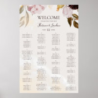 Moderne Blumen | Alphabetische Marmorsitzkarte