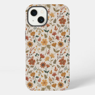 Moderne Blumen Blätter Gold Rost Mädchenhaftes Dru iPhone 13 Hülle
