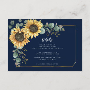 Moderne Blumen-Sonnenblumen-Hochzeitsempfangsdetai Begleitkarte