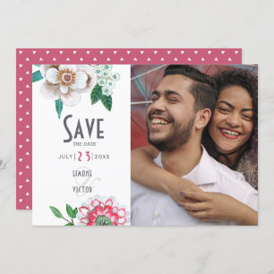 Moderne Blumen und Punkte Save the Date