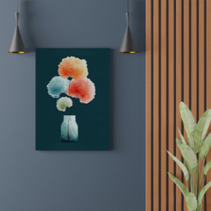 Moderne Blumen Wasserfarben-Hortensien (40,6 cm Leinwanddruck