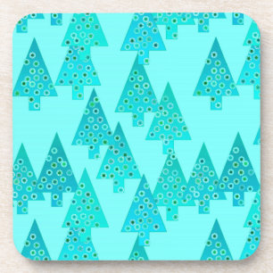 Moderne Blumen-Weihnachtsbäume - aqua & Pfau Untersetzer