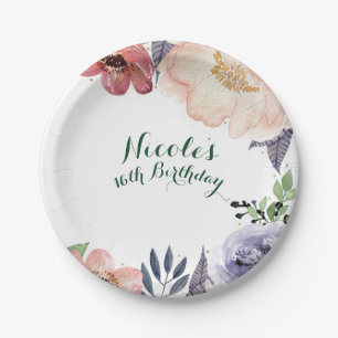 Moderne Blumenaquarell-Brautparty Chic Party Pappteller