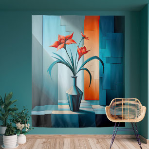 Moderne Blumenarchitektur Wandteppich