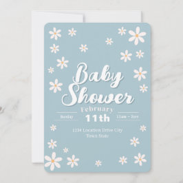 Moderne Blumenbaby-Dusche - Blue Daisy Custom Einladung