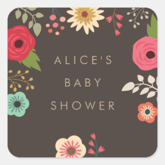 MODERNE BLUMENBABY-DUSCHELN QUADRATISCHER AUFKLEBER