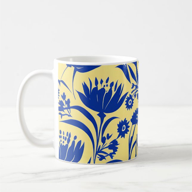Moderne Blumenblume in Gelb Kaffeetasse (Links)