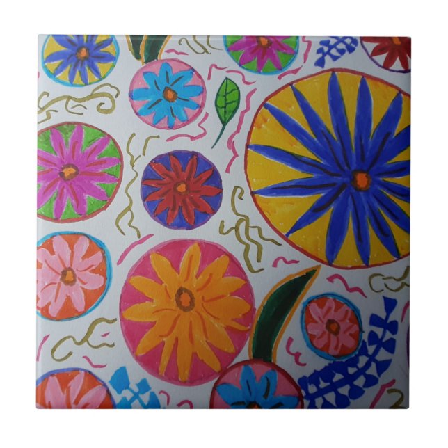 Moderne Blumenceramikfliese Fliese (Vorderseite)